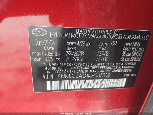 Hyundai Santa Fe Ultimate 2019 5NMS53AD1KH007359 Image 9