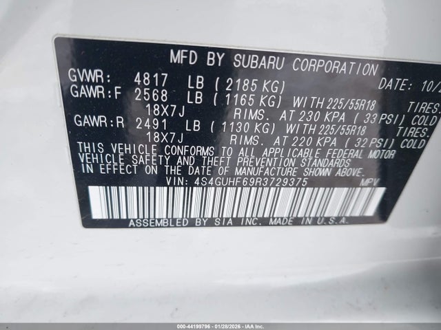 4S4GUHF69R3729375 Subaru Crosstrek Sport