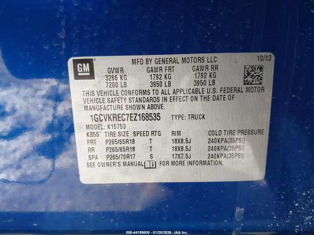1GCVKREC7EZ168535 Chevrolet Silverado 1500 2lt