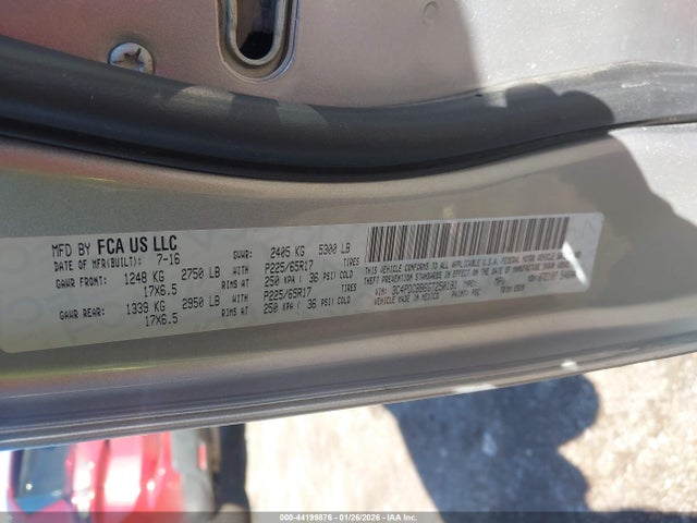 Auction sale of the 2016 Dodge Journey Sxt, vin: 3C4PDCBB6GT250181, lot number: 44199876