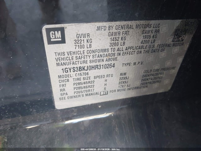 2017 CADILLAC ESCALADE 1GYS3BKJ0HR310264 Photo 8