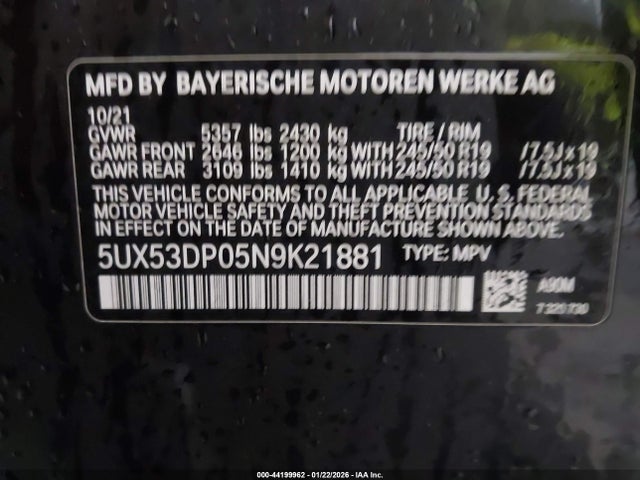 2022 BMW X3 5UX53DP05N9K21881 Photo 8