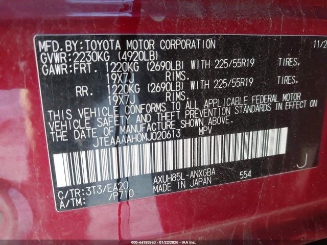 2021 TOYOTA VENZA JTEAAAAH0MJ020613 Photo 8