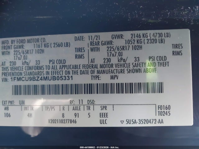 Ford Escape Se Hybrid 2021 1FMCU9BZ4MUB05331 Image 9