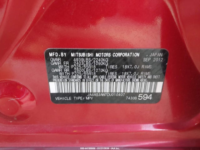 2013 MITSUBISHI OUTLANDER JA4AS3AW7DU010407 Photo 8