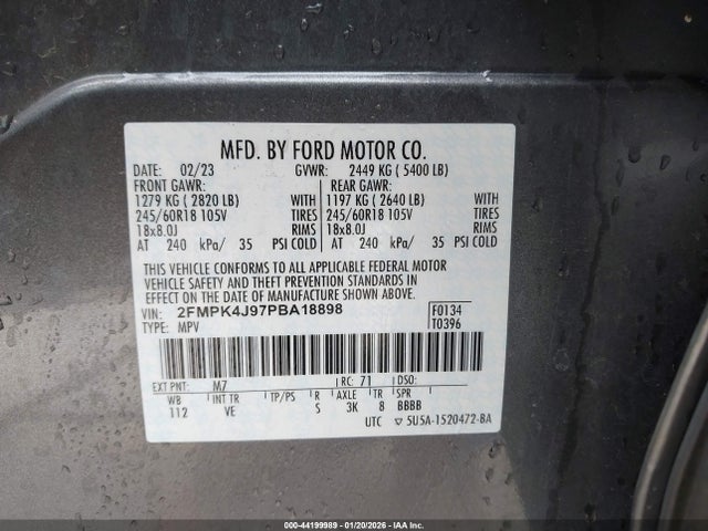 Aukcja sprzedaży 2023 Ford Edge Sel, vin: 2FMPK4J97PBA18898, numer aukcji: 44199989