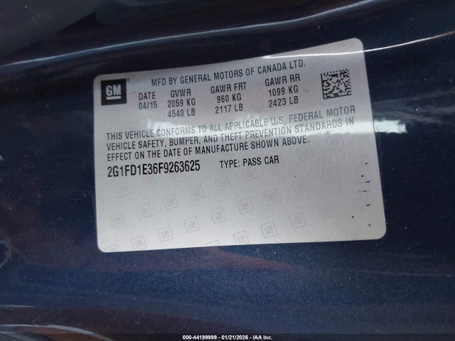 Продажа на аукционе авто 2015 Chevrolet Camaro 1lt, vin: 2G1FD1E36F9263625, номер лота: 44199999