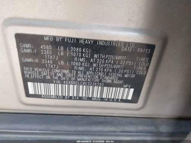 Subaru Outback 2.5i Limited 2014 4S4BRCLC8E3236290 Image 9