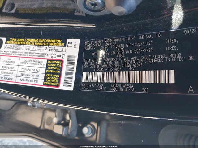 Продажа на аукционе авто 2023 Toyota Highlander Xse, vin: 5TDKDRBH4PS514087, номер лота: 44200029