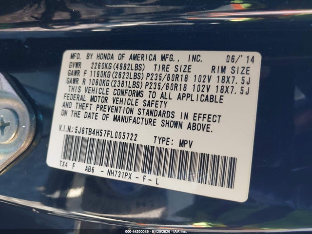 2015 ACURA RDX 5J8TB4H57FL005722 Photo 8