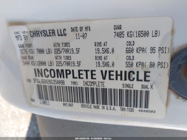 Продажа на аукционе авто 2008 Sterling Truck Bullet, vin: 3F6WJ66A28G350098, номер лота: 44200136