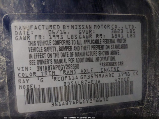 3N1AB7AP6GY298690 Nissan SENTRA S
