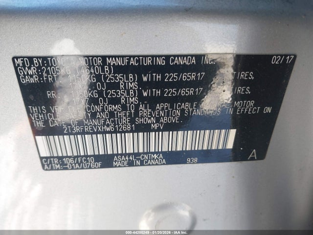 Toyota Rav4 Xle 2017 2T3RFREVXHW612681 Image 9
