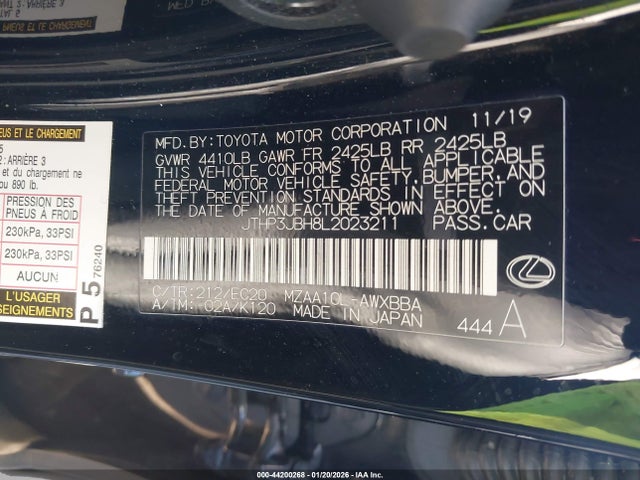 Продажа на аукционе авто 2020 Lexus Ux 200, vin: JTHP3JBH8L2023211, номер лота: 44200268