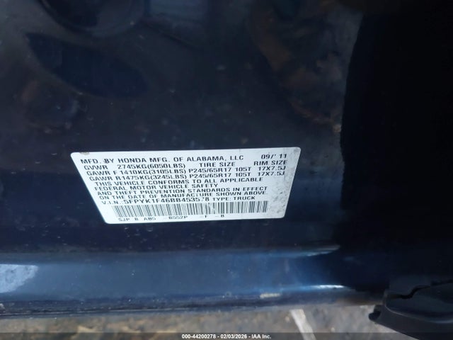 2011 HONDA RIDGELINE 5FPYK1F46BB453578 Photo 8