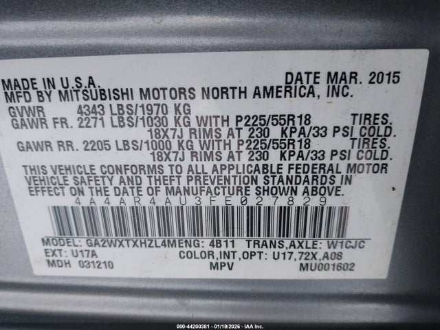 2015 MITSUBISHI OUTLANDER SPORT 4A4AR4AU3FE027829 Photo 8