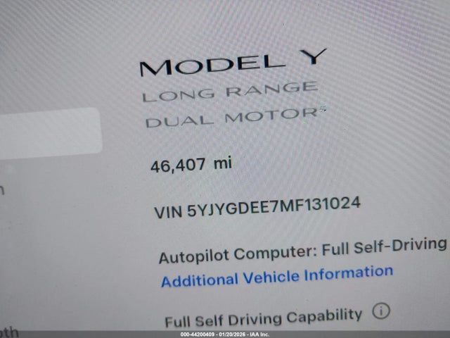 2021 TESLA MODEL Y 5YJYGDEE7MF131024 Photo 6