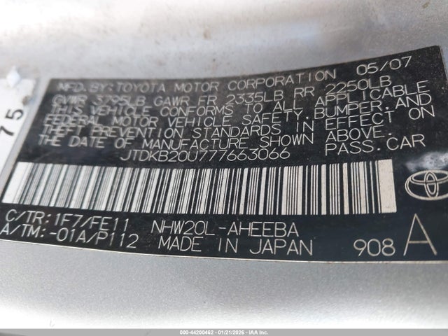 2007 TOYOTA PRIUS JTDKB20U777663066 Photo 8