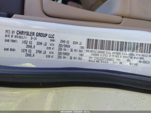 1C4RJECG7FC640031 Jeep Grand Cherokee Overland