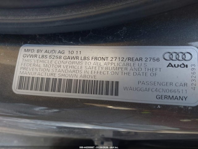2012 AUDI A6 WAUGGAFC4CN066511 Photo 8