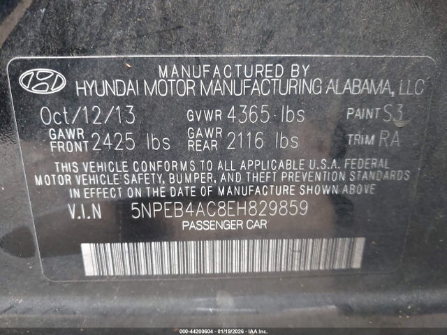 Hyundai SONATA GLS 2014 5NPEB4AC8EH829859 Image 9