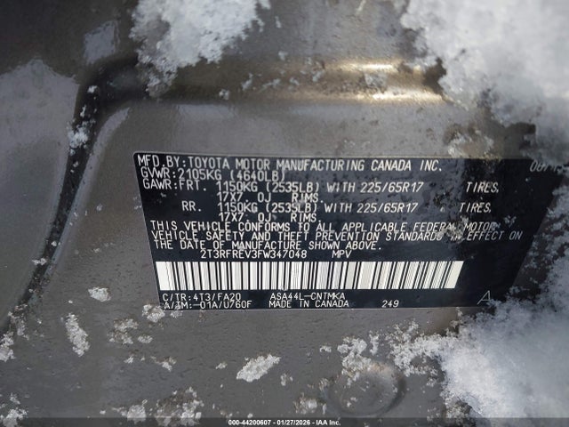 2T3RFREV3FW347048 Toyota Rav4 Xle