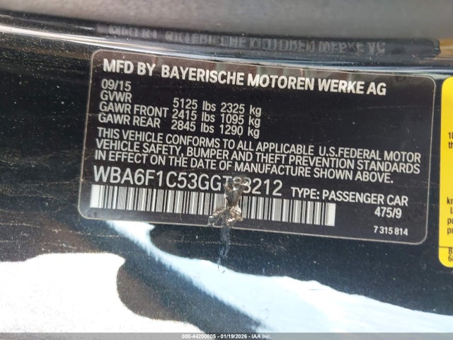 WBA6F1C53GGT83212 BMW 640i