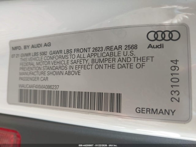2021 AUDI S4 WAUC4AF4XMA086237 Photo 8