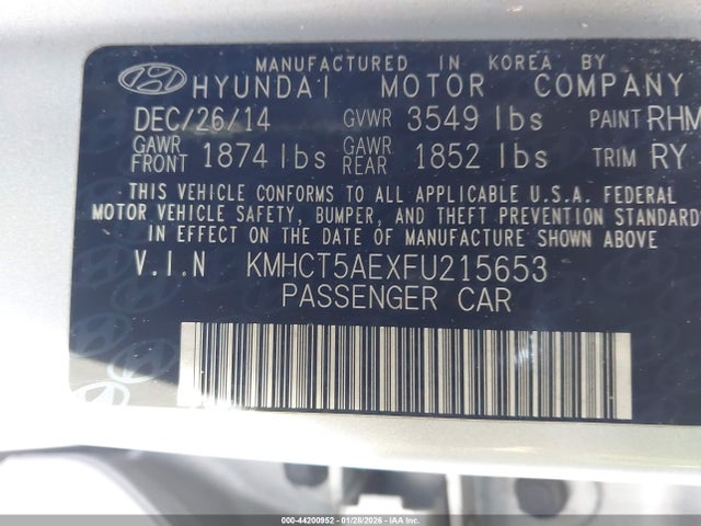 Hyundai ACCENT GS 2015 KMHCT5AEXFU215653 Image 9