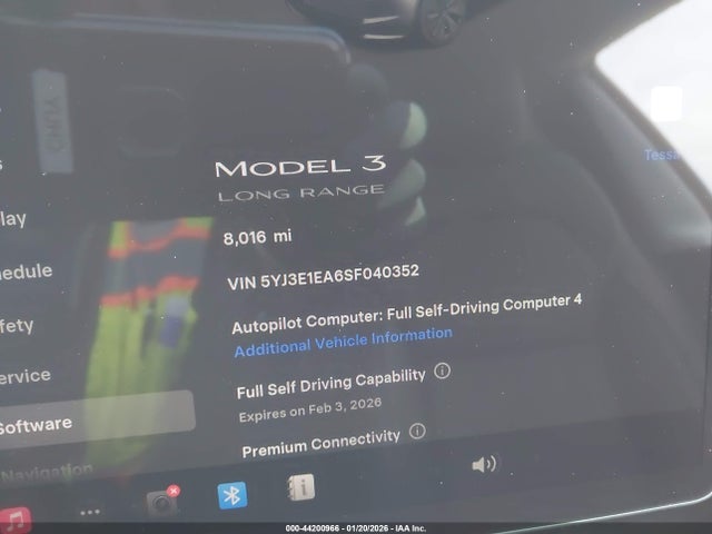 Aukcja sprzedaży 2025 Tesla Model 3 Long Range Rear-wheel Drive/standard Rear-wheel Drive, vin: 5YJ3E1EA6SF040352, numer aukcji: 44200966