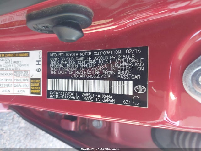JTDKARFU4G3507559 Toyota Prius Four Touring
