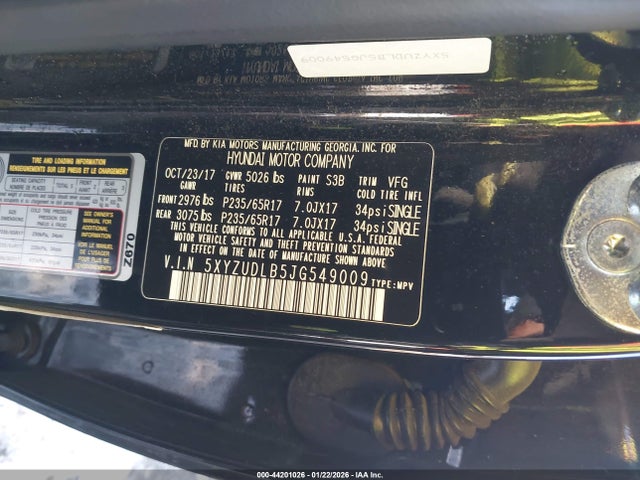 5XYZUDLB5JG549009 Hyundai Santa Fe Sport 2.4l