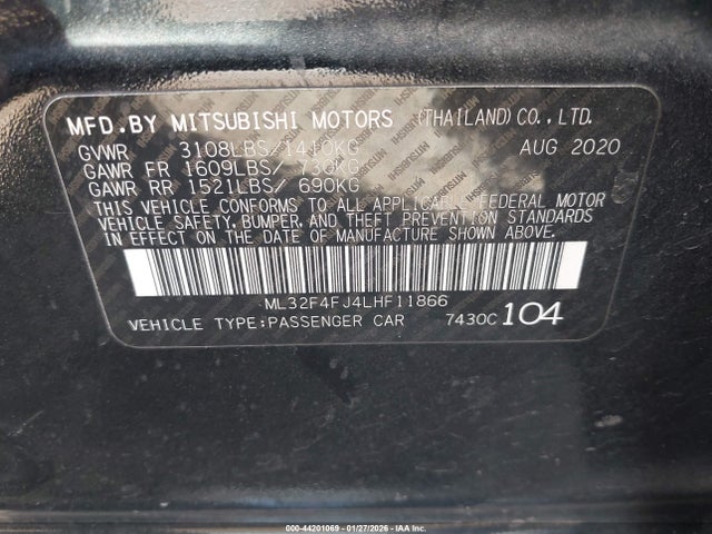 2020 MITSUBISHI MIRAGE G4 ML32F4FJ4LHF11866 Photo 8