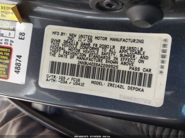 2010 TOYOTA COROLLA 1NXBU4EE6AZ299525 Photo 8
