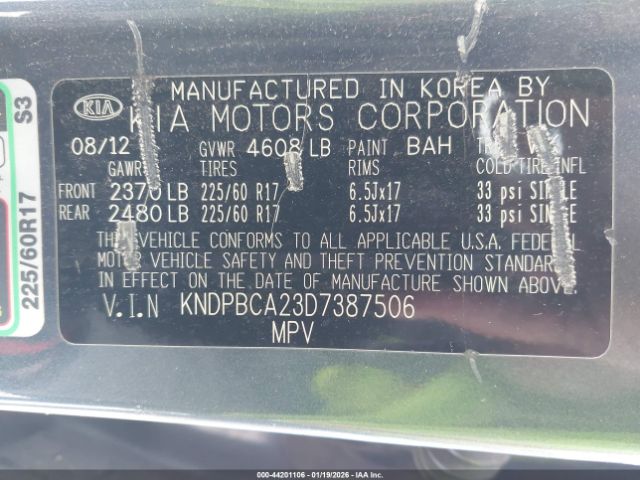2013 KIA SPORTAGE KNDPBCA23D7387506 Photo 8
