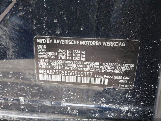 44201149 :رقم المزاد ، WBA8Z5C56GG500157 vin ، 2016 Bmw 328i Gran Turismo Xdrive مزاد بيع