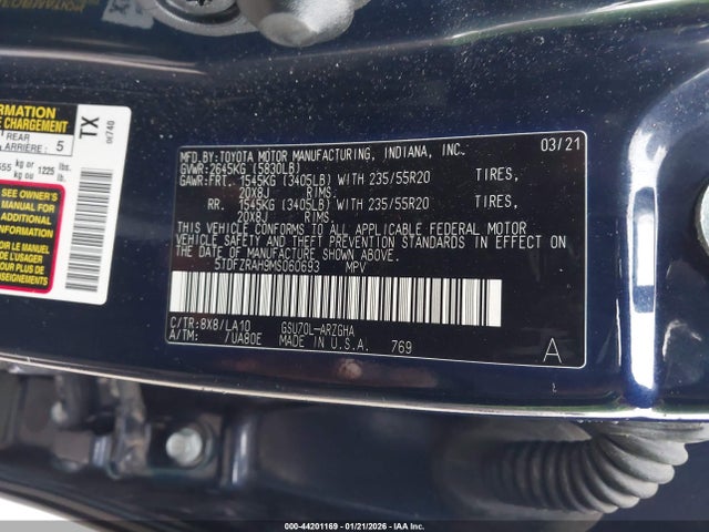 Toyota Highlander Platinum 2021 5TDFZRAH9MS060693 Image 9