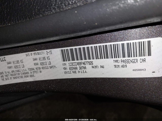 2015 Chrysler 200 Limited მანქანა იყიდება აუქციონზე, vin: 1C3CCCAB9FN677926, აუქციონის ნომერი: 44201205