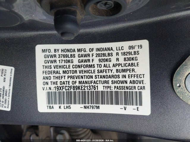 Honda Civic Sport 2019 19XFC2F89KE213761 Image 9