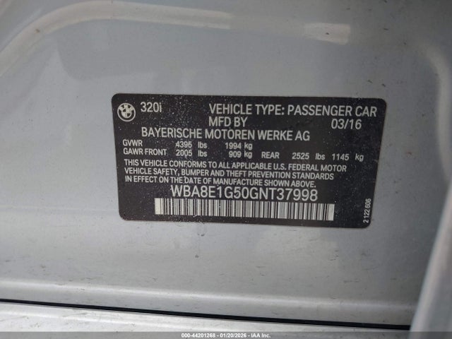 2016 BMW 320I WBA8E1G50GNT37998 Photo 8