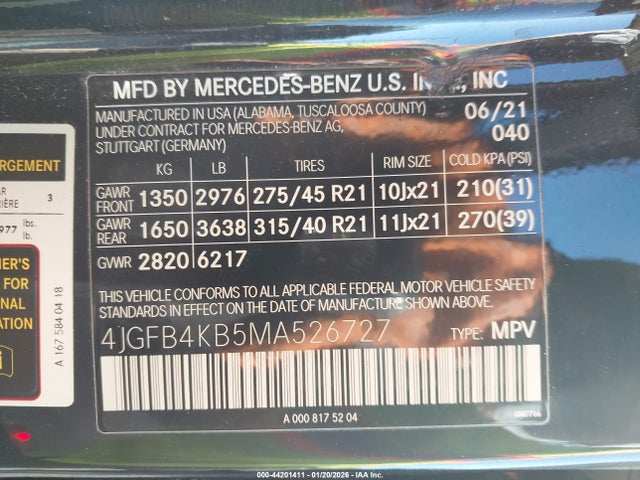 Продаж на аукціоні авто 2021 Mercedes-benz Gle 350 4matic, vin: 4JGFB4KB5MA526727, номер лоту: 44201411