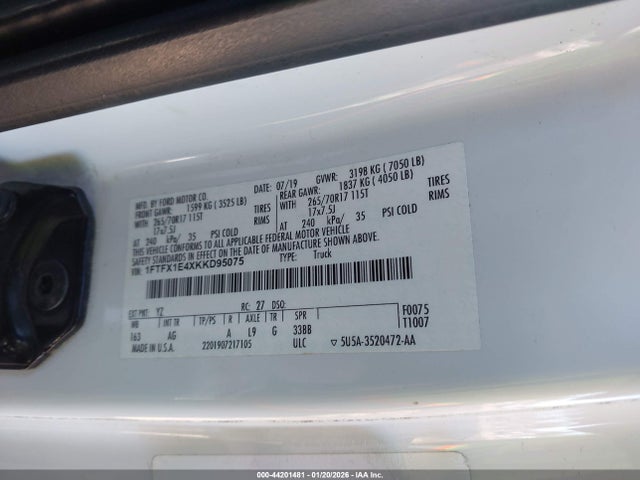 Ford F-150 Xl 2019 1FTFX1E4XKKD95075 Image 9