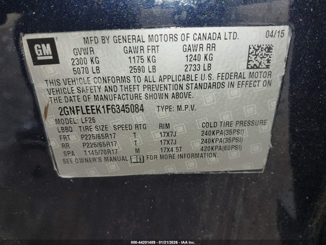 Chevrolet EQUINOX LS 2015 2GNFLEEK1F6345084 Image 9