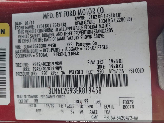3LN6L2G93ER819458 Lincoln MKZ