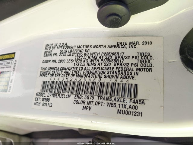 2010 MITSUBISHI ENDEAVOR 4A4JM2AS5AE017944 Photo 8