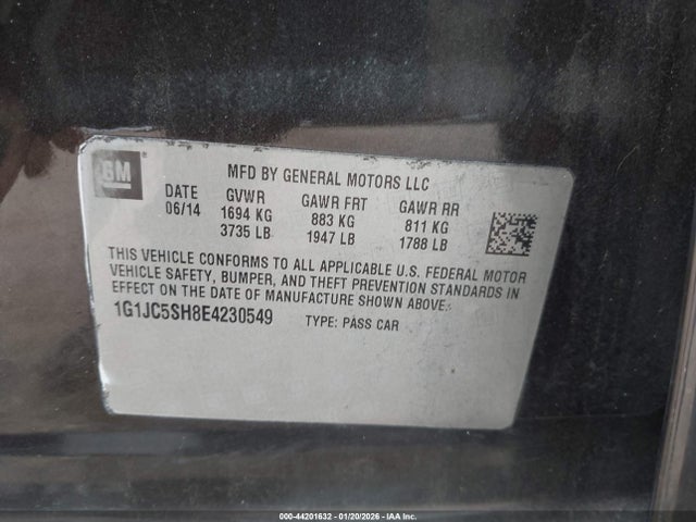 1G1JC5SH8E4230549 Chevrolet Sonic Lt Auto