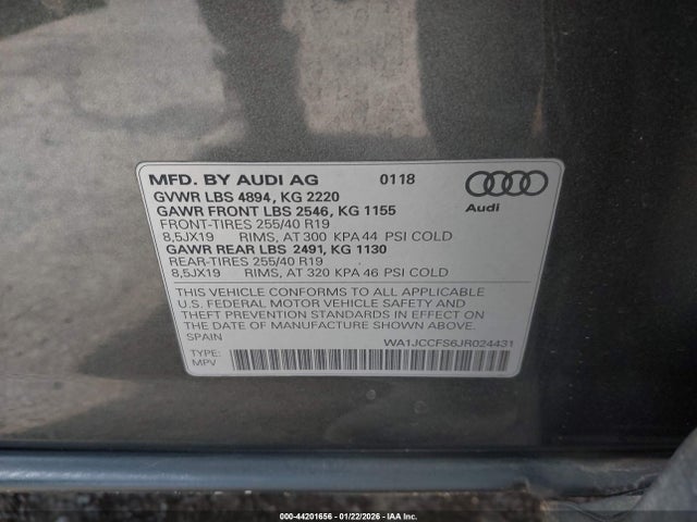 Продажа на аукционе авто 2018 Audi Q3 2.0t Premium/2.0t Sport Premium, vin: WA1JCCFS6JR024431, номер лота: 44201656