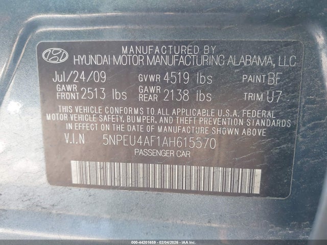 2010 HYUNDAI SONATA 5NPEU4AF1AH615570 Photo 8