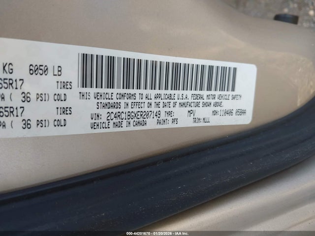 44201670 :رقم المزاد ، 2C4RC1BGXER207149 vin ، 2014 Chrysler Town & Country Touring مزاد بيع