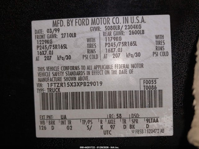 1999 FORD RANGER 1FTZR15X3XPB29019 Photo 8